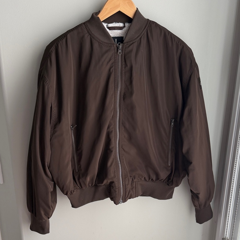ALO Yoga Dark Brown Bomber Jacket